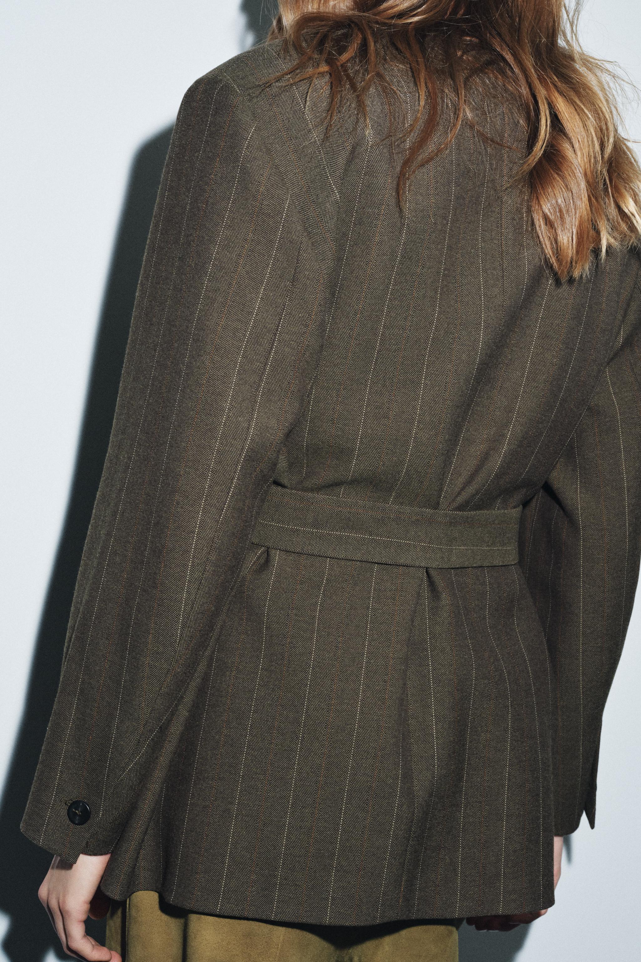 STRIPED BELTED BLAZER ZW COLLECTION